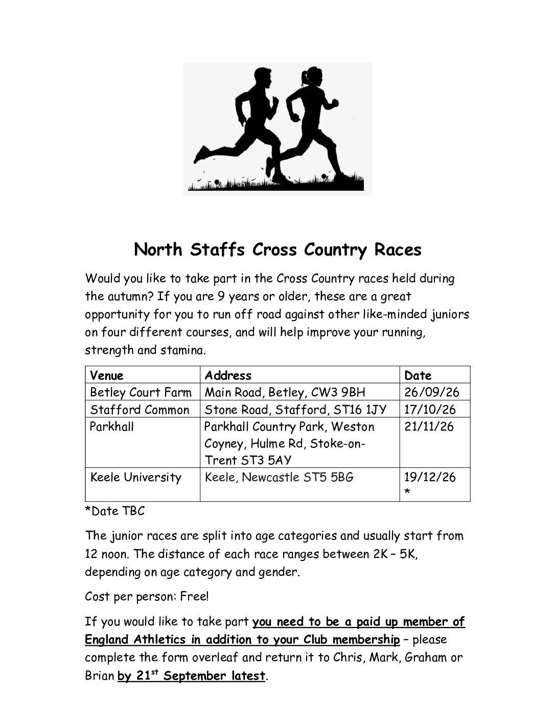 Letter to Juniors XC